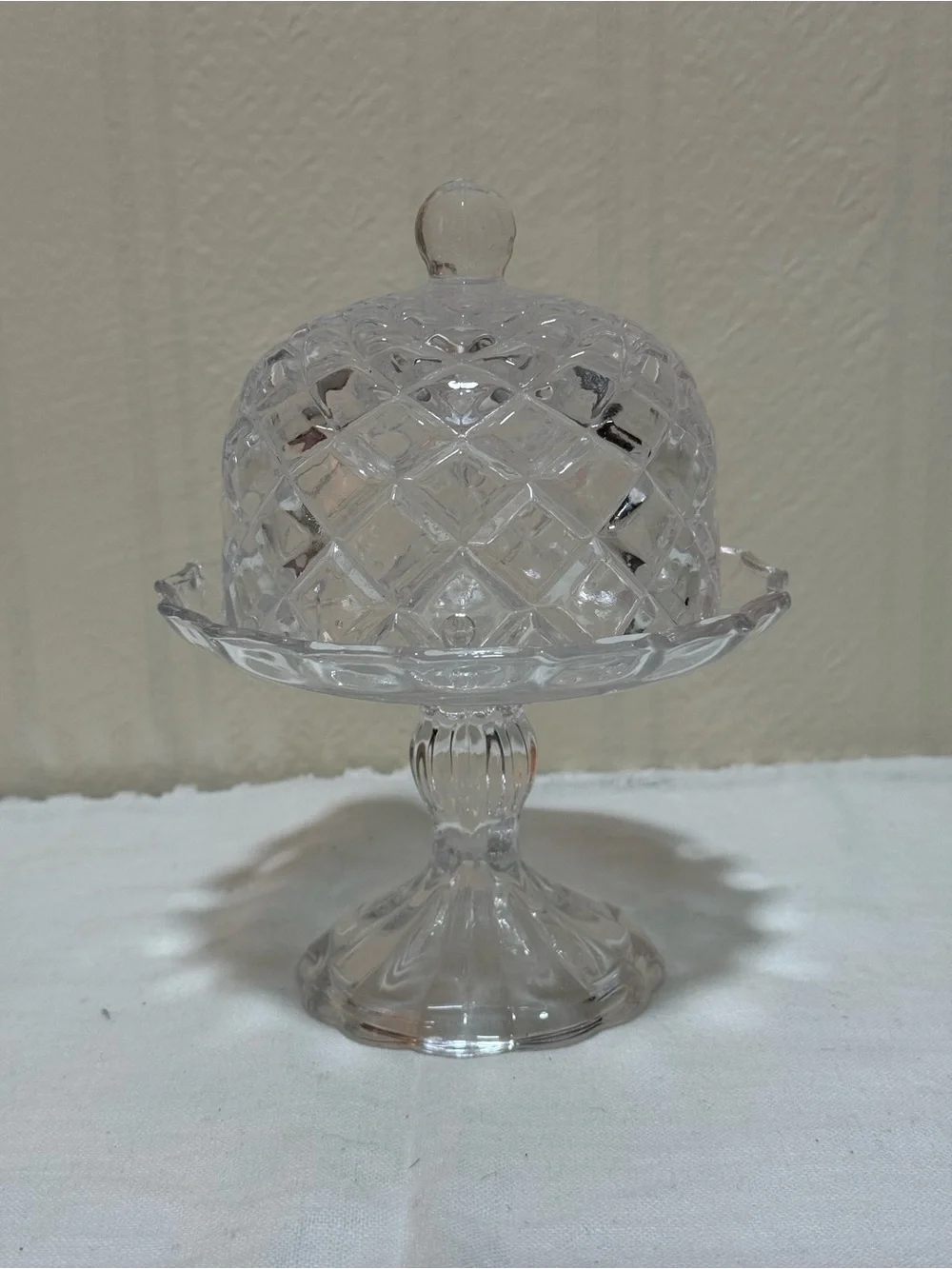 Clear Glass Covered Pedestal Cake Stand
